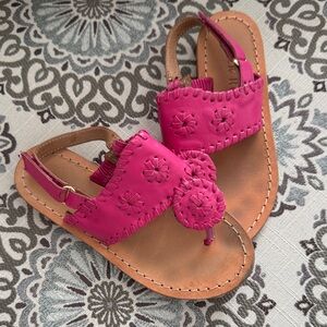 Jack Rogers Fuchsia Leather Sandals with Floral Accents